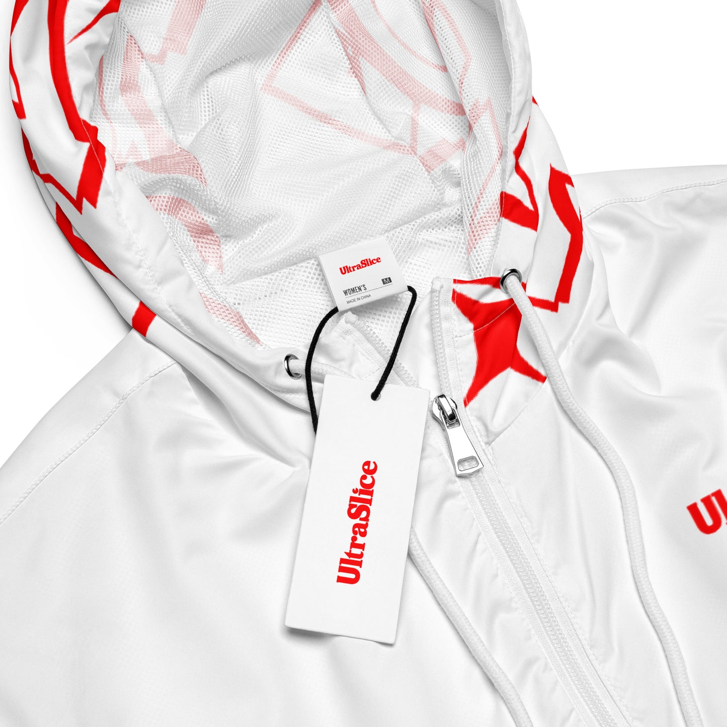 Ultra Slice - World Wide Pizza Party Cropped Women's Windbreaker (White)